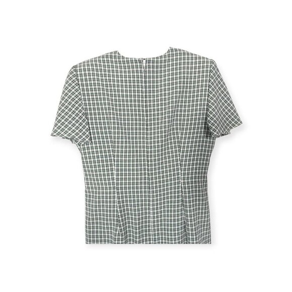 Vintage Green Plaid Short Sleeve Button-Down Midi Dress By Kathie Lee SZ 8 - Picture 7 of 8